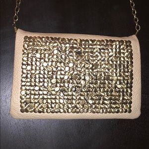 Tan and studded chain cross body